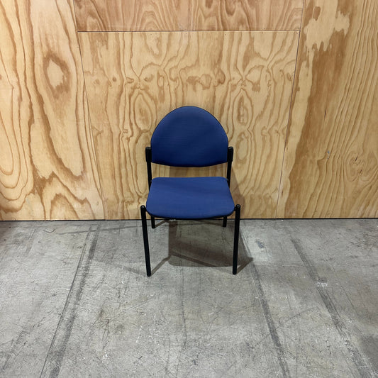 Mark Perry Blue Upholstered Waiting Chair with Black Legs