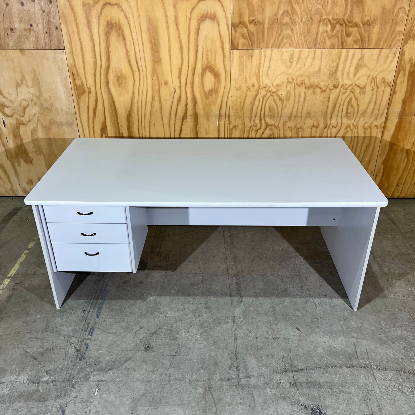 Light Grey Desk with Three Drawers