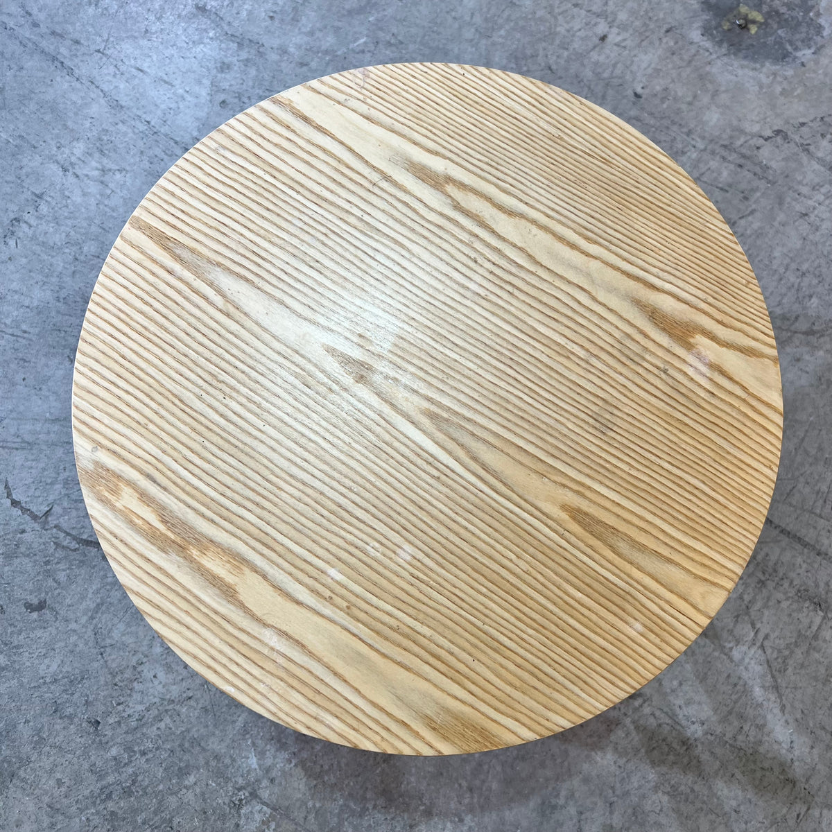 Round Plywood Side Table with a Geometric Base