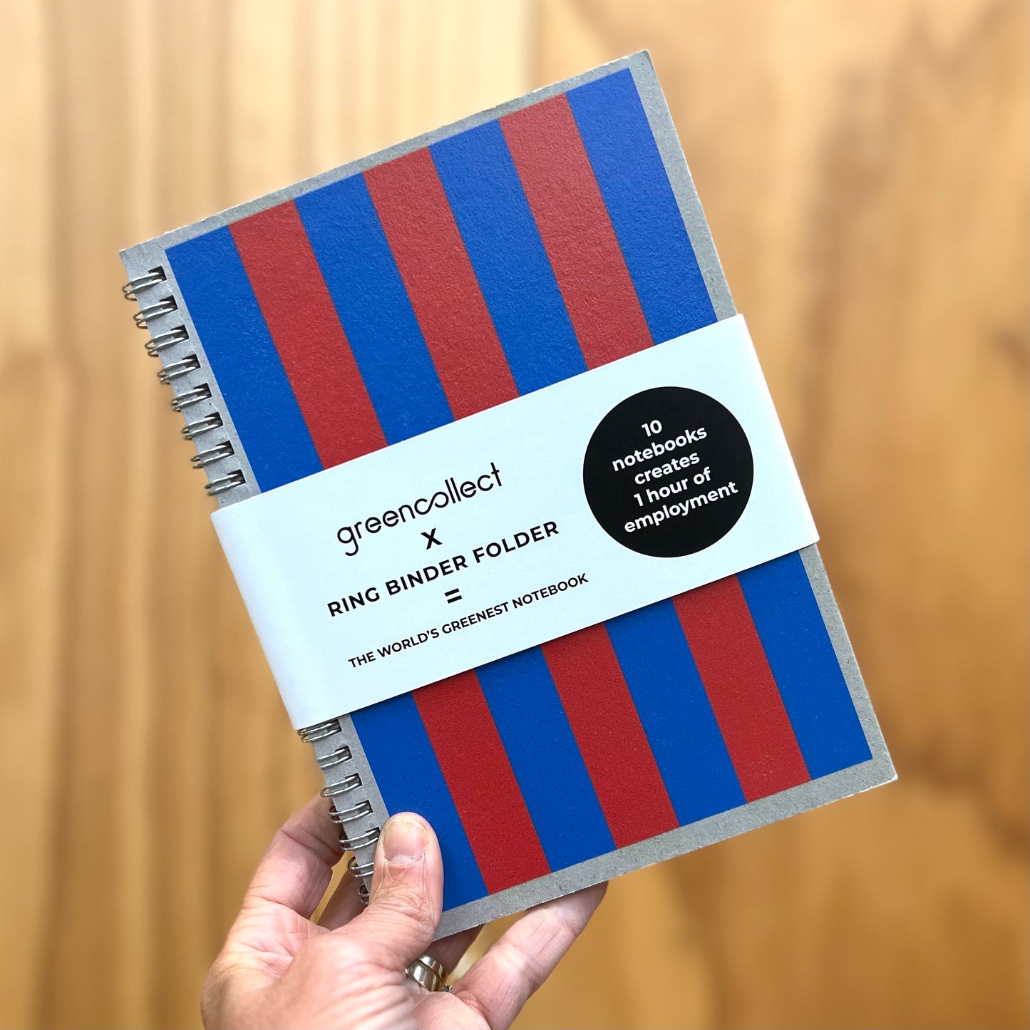 Green Collect Stripes and Circles Upcycled Notebook A5