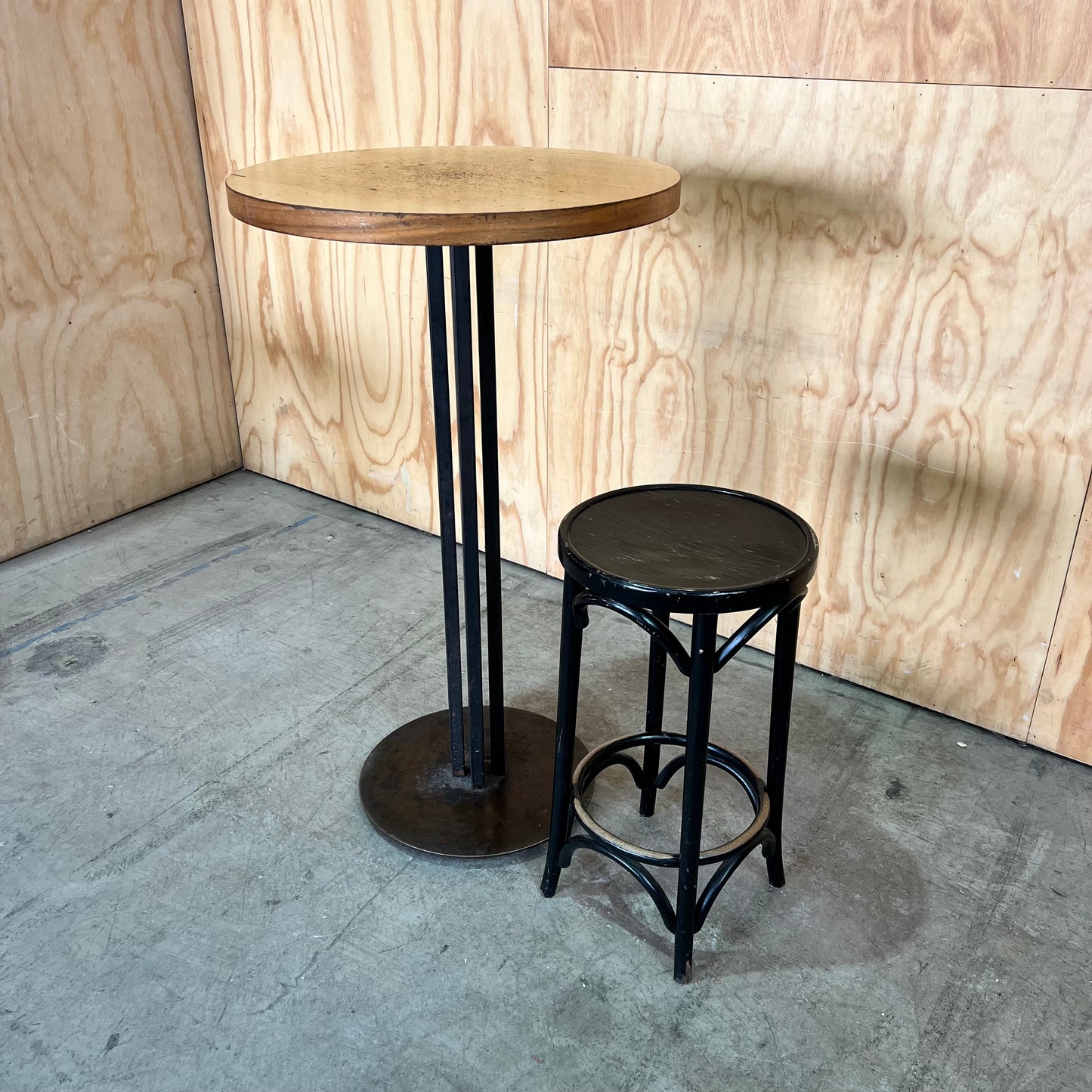 Industrial Round Ash Timber Bar Table
