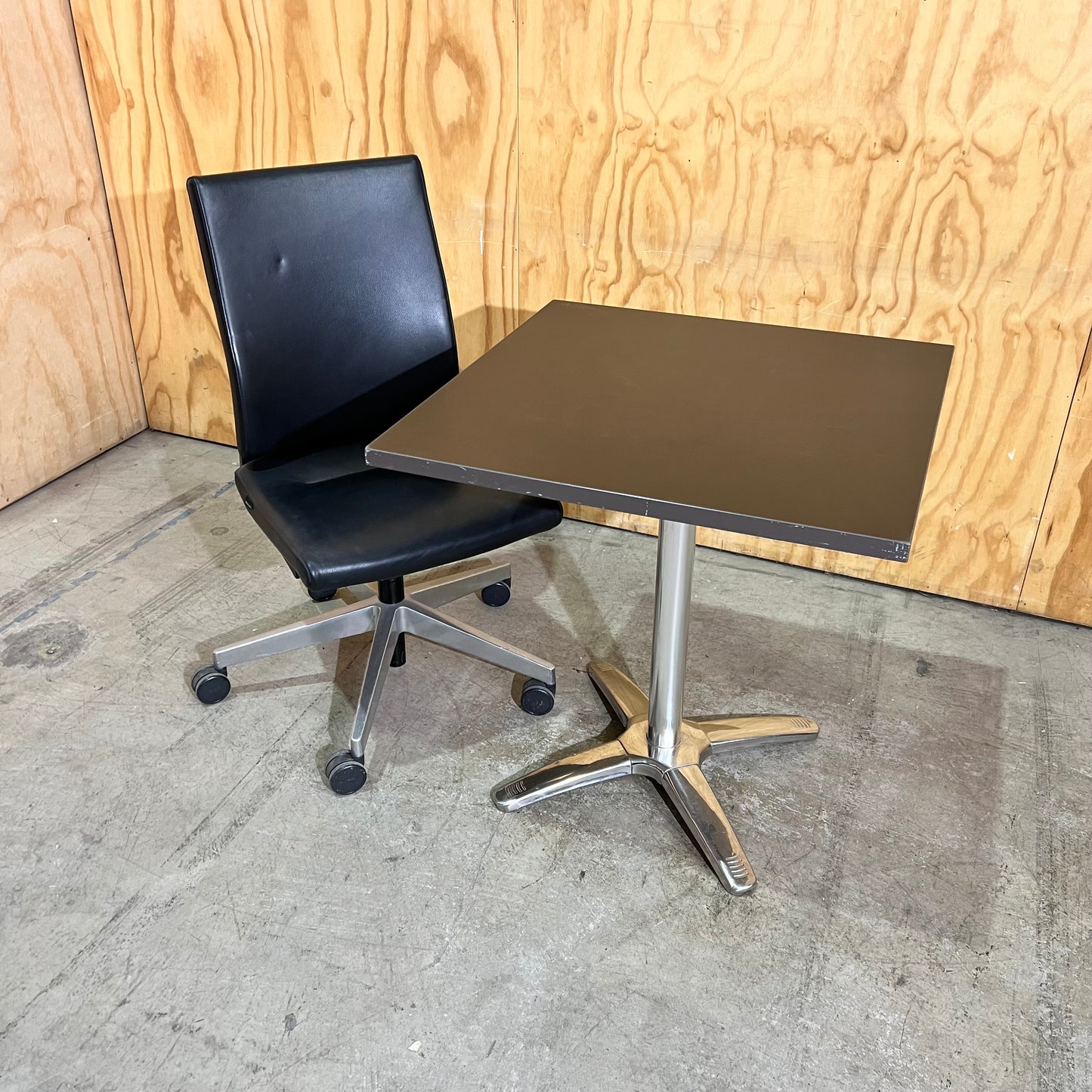 Commercial Square Cafe Table in Chocolate Laminate & Chrome