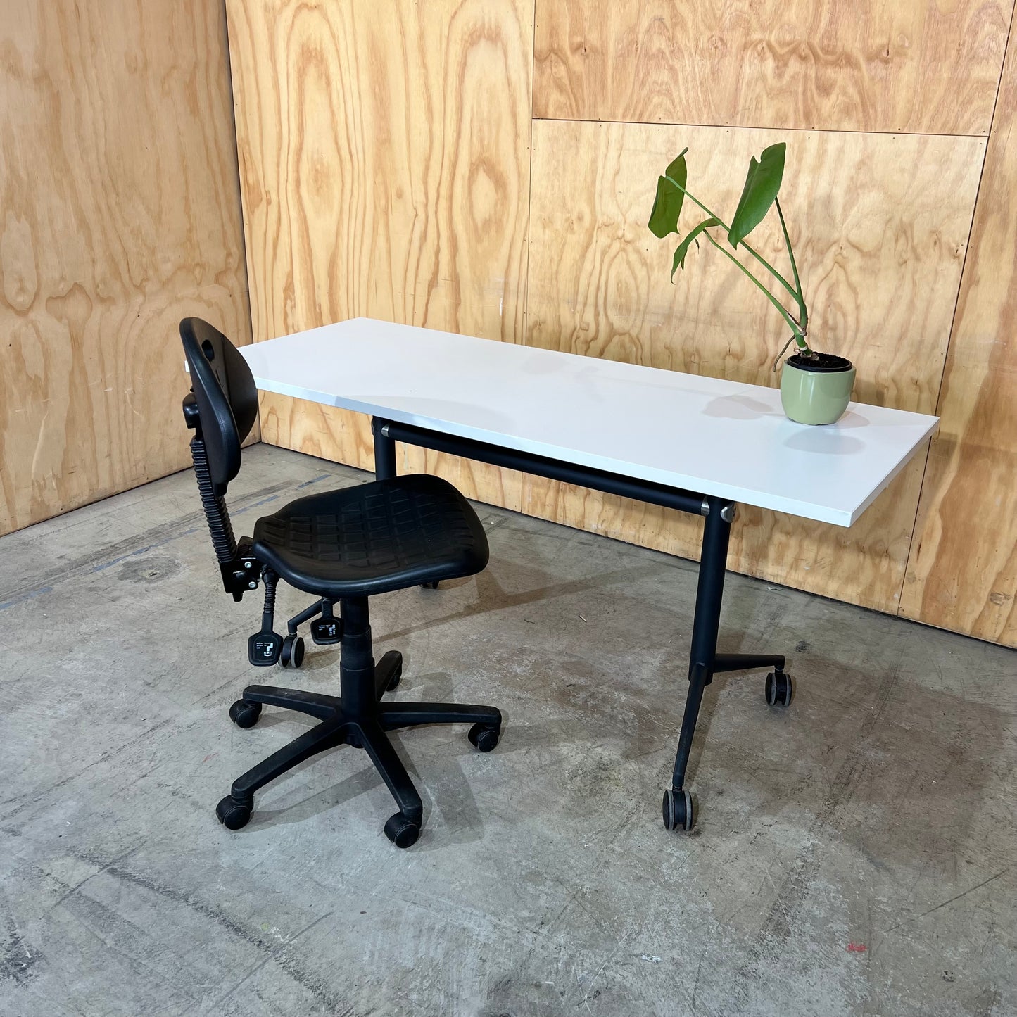 White Flip Table on Castors