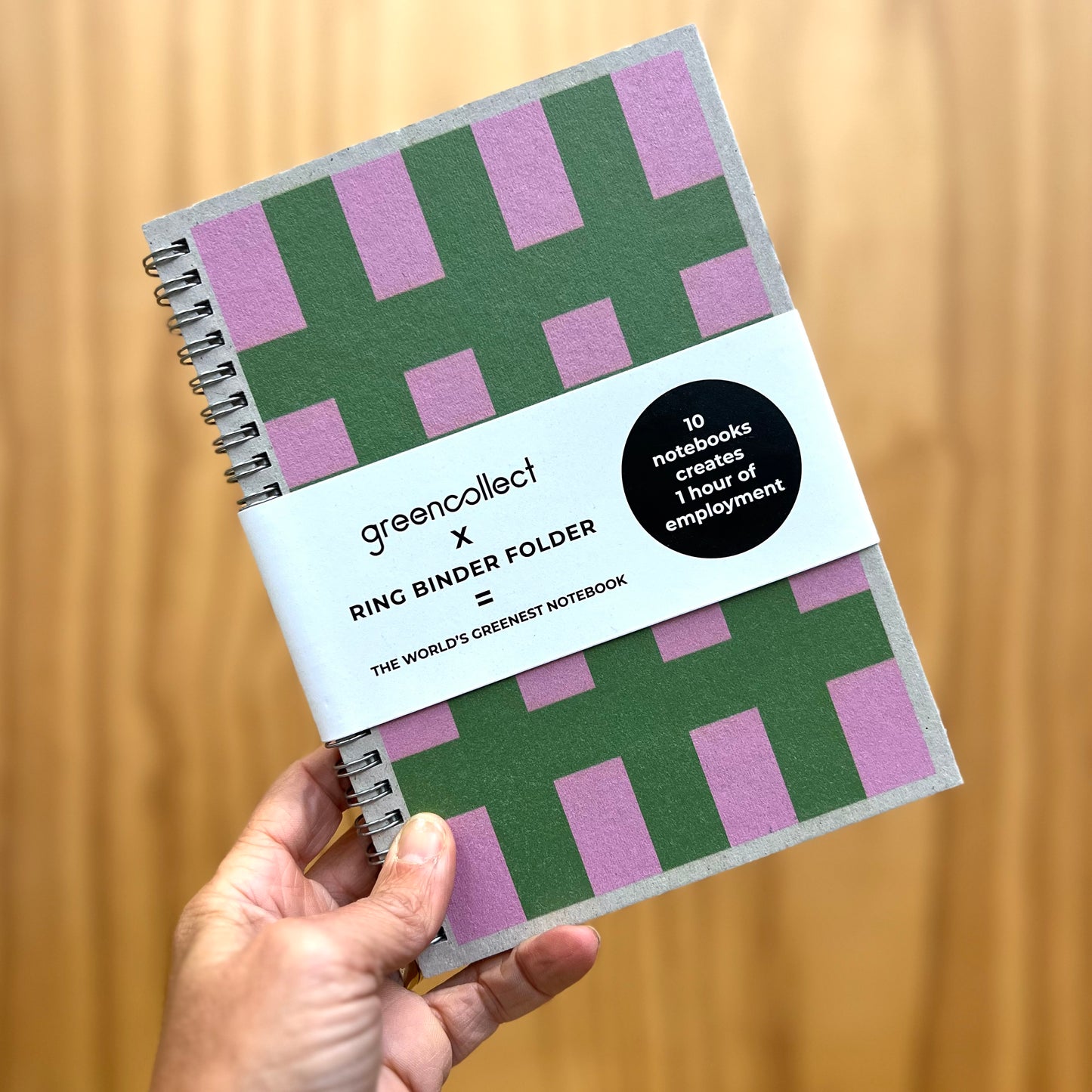 Green Collect Stripes and Circles Upcycled Notebook A5