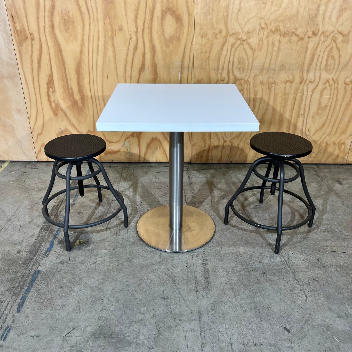 White Square Cafe Table with Chrome Base