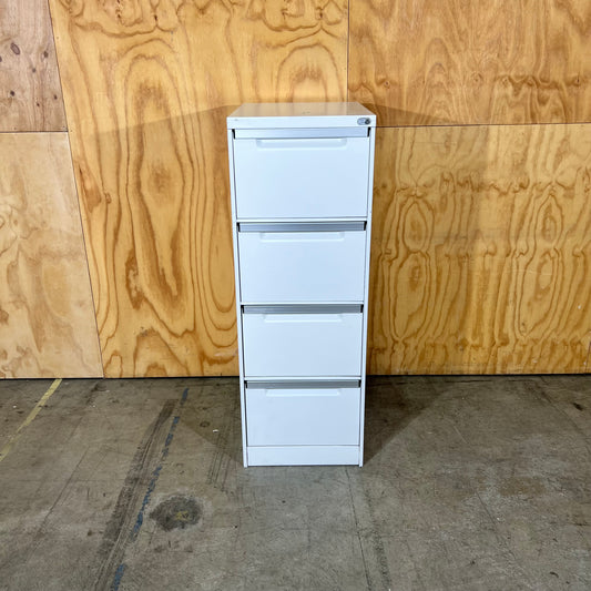 White Metal Four Drawer Filing Cabinet