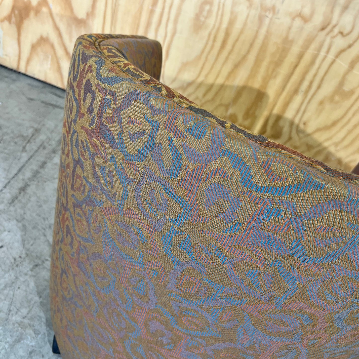 Upholstered Gold Deco Print Tub Chairs