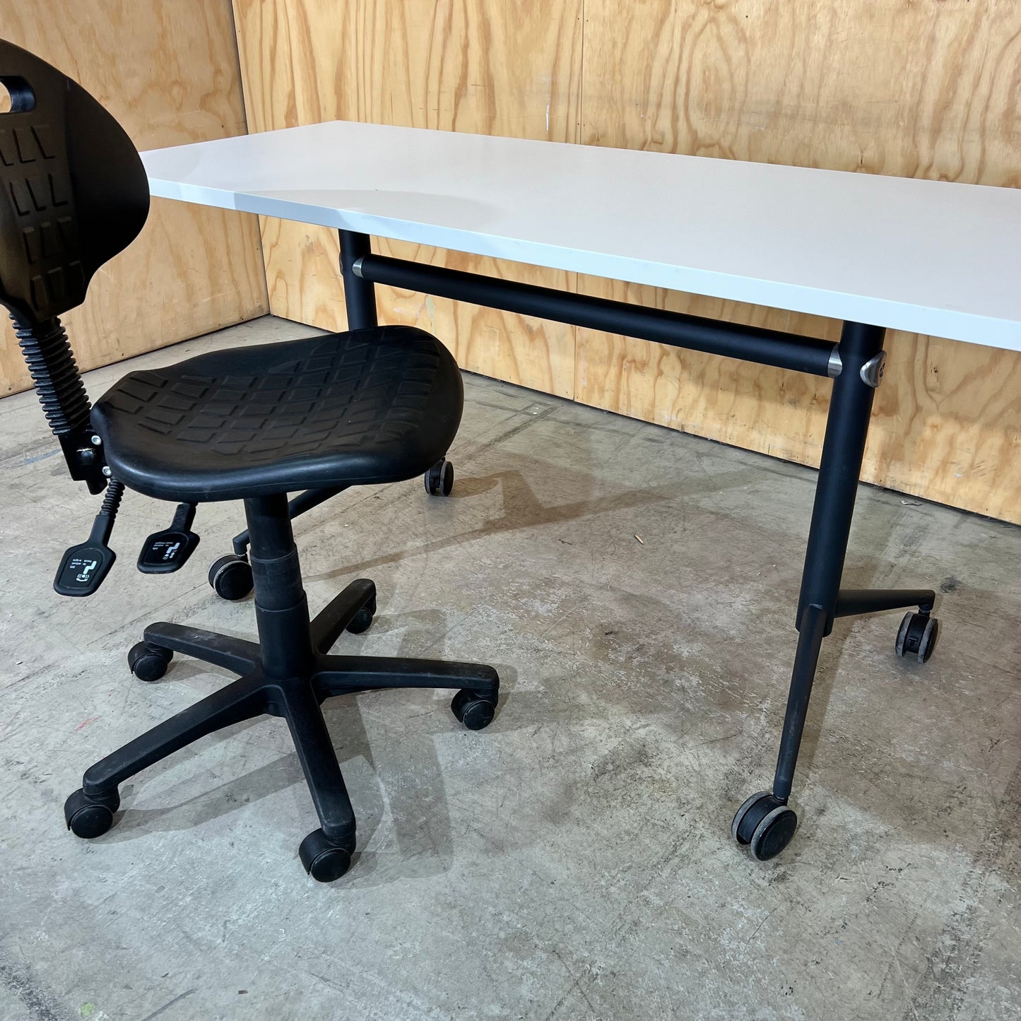 White Flip Table on Castors