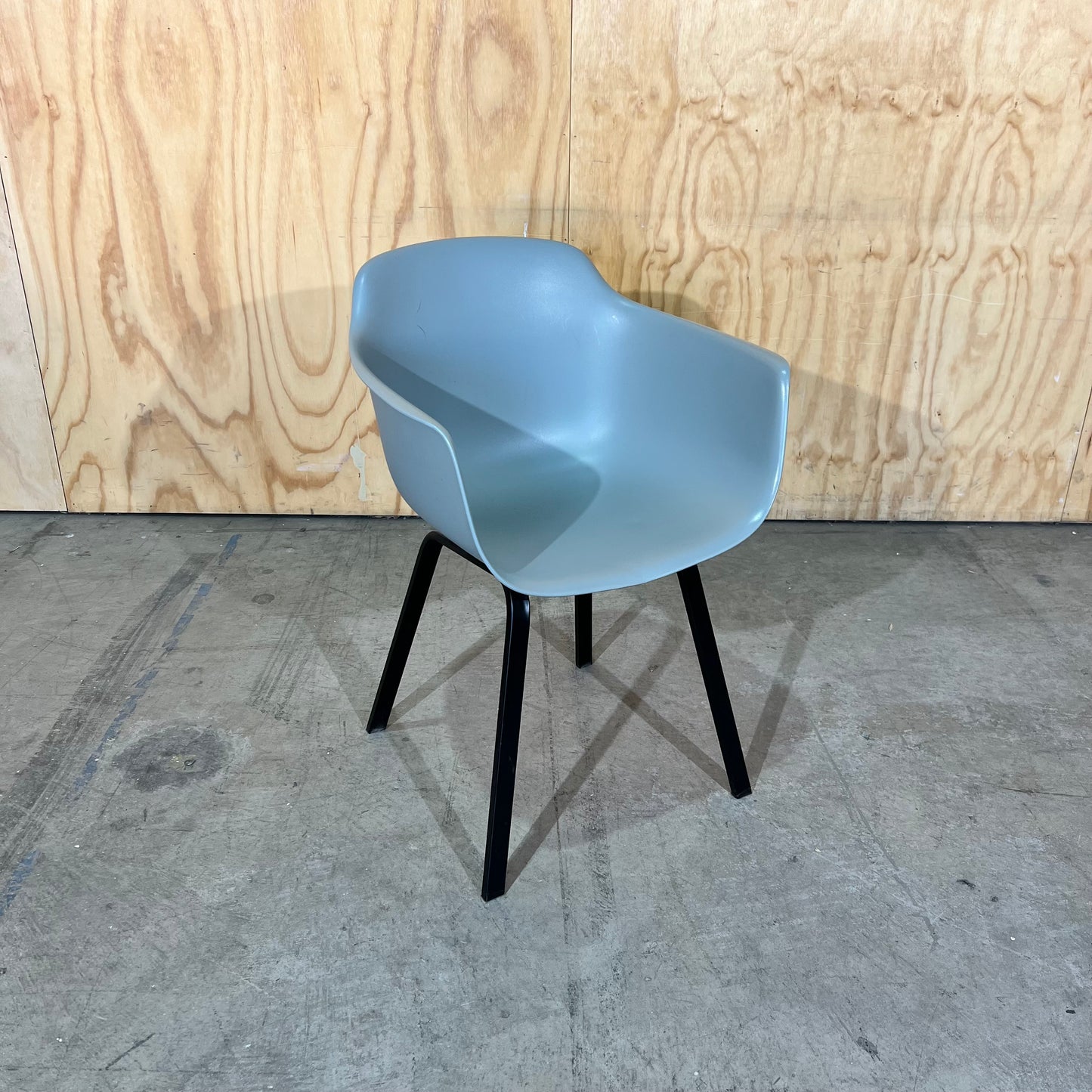 Grey Plastic Tub Chair with Black Legs