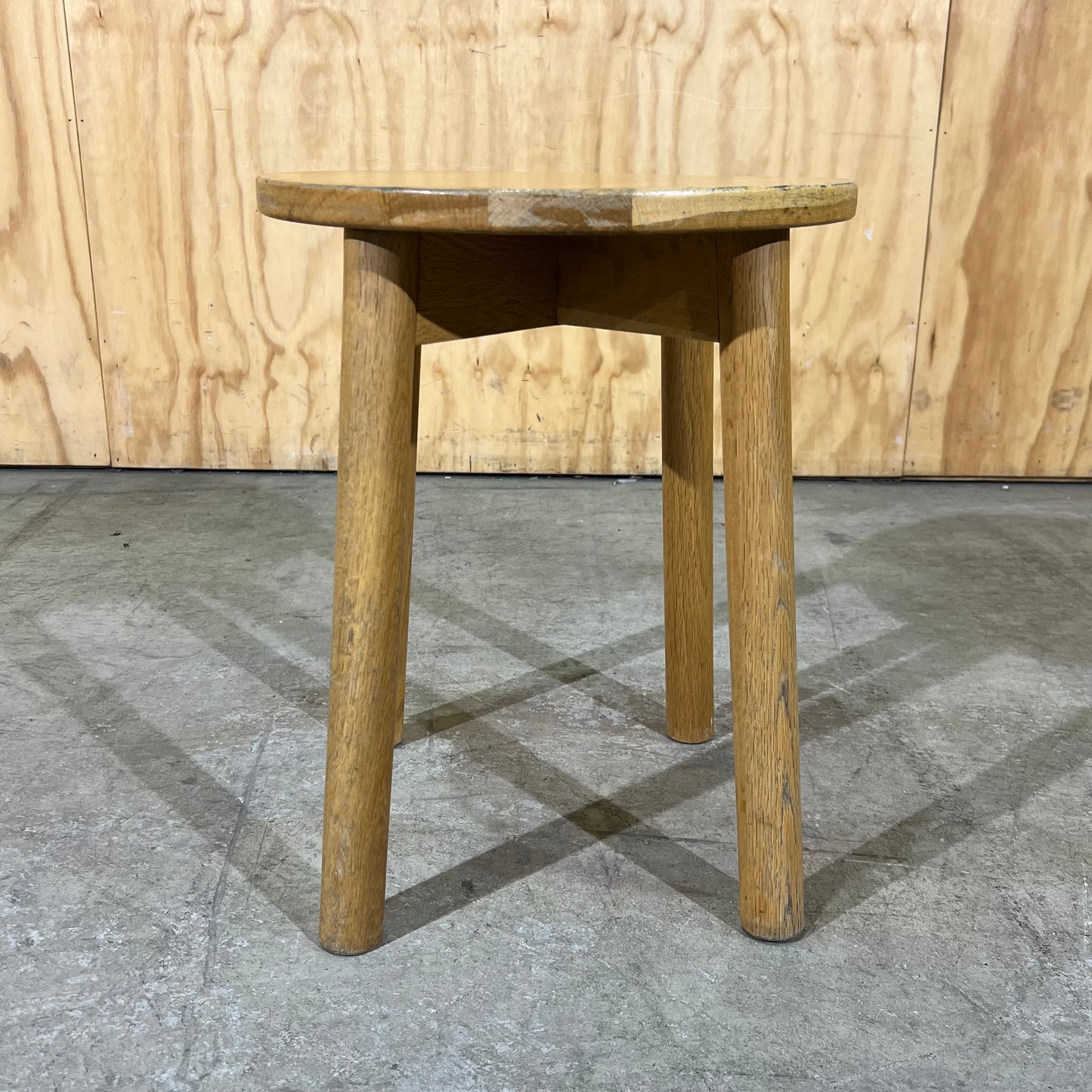 Round Timber Stool with Thick Legs