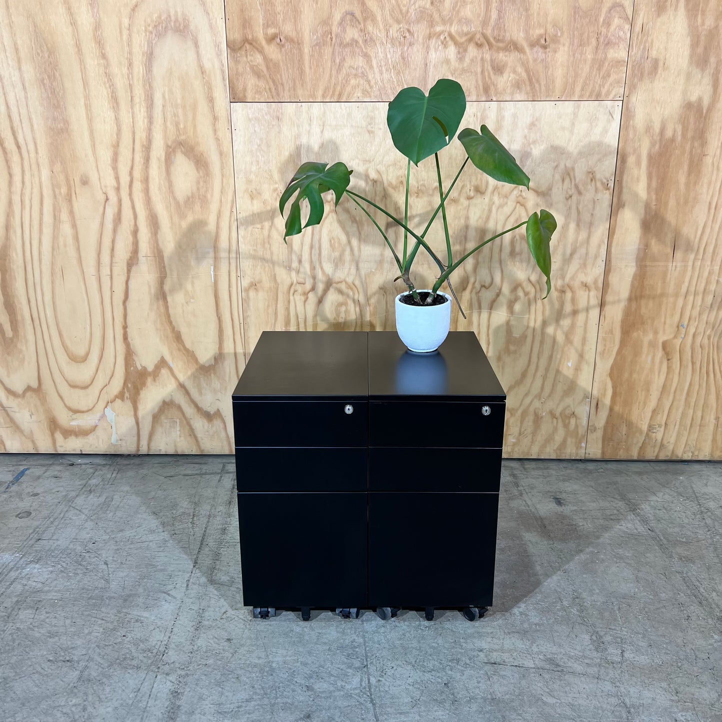 Slim Black Metal 3 Draw Pedestal