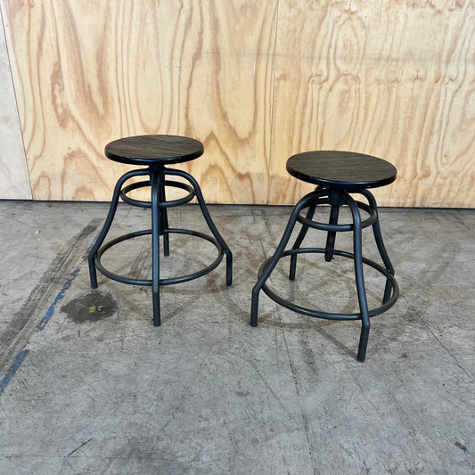 Height Adjustable Timber & Metal Stool