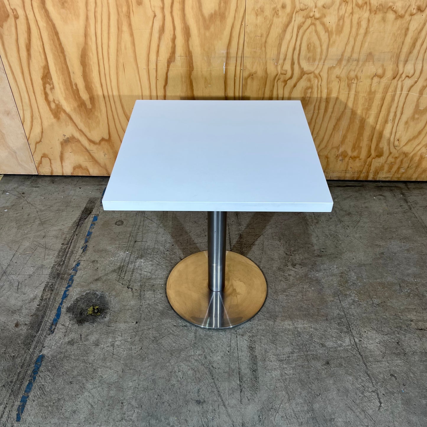 White Square Cafe Table with Chrome Base