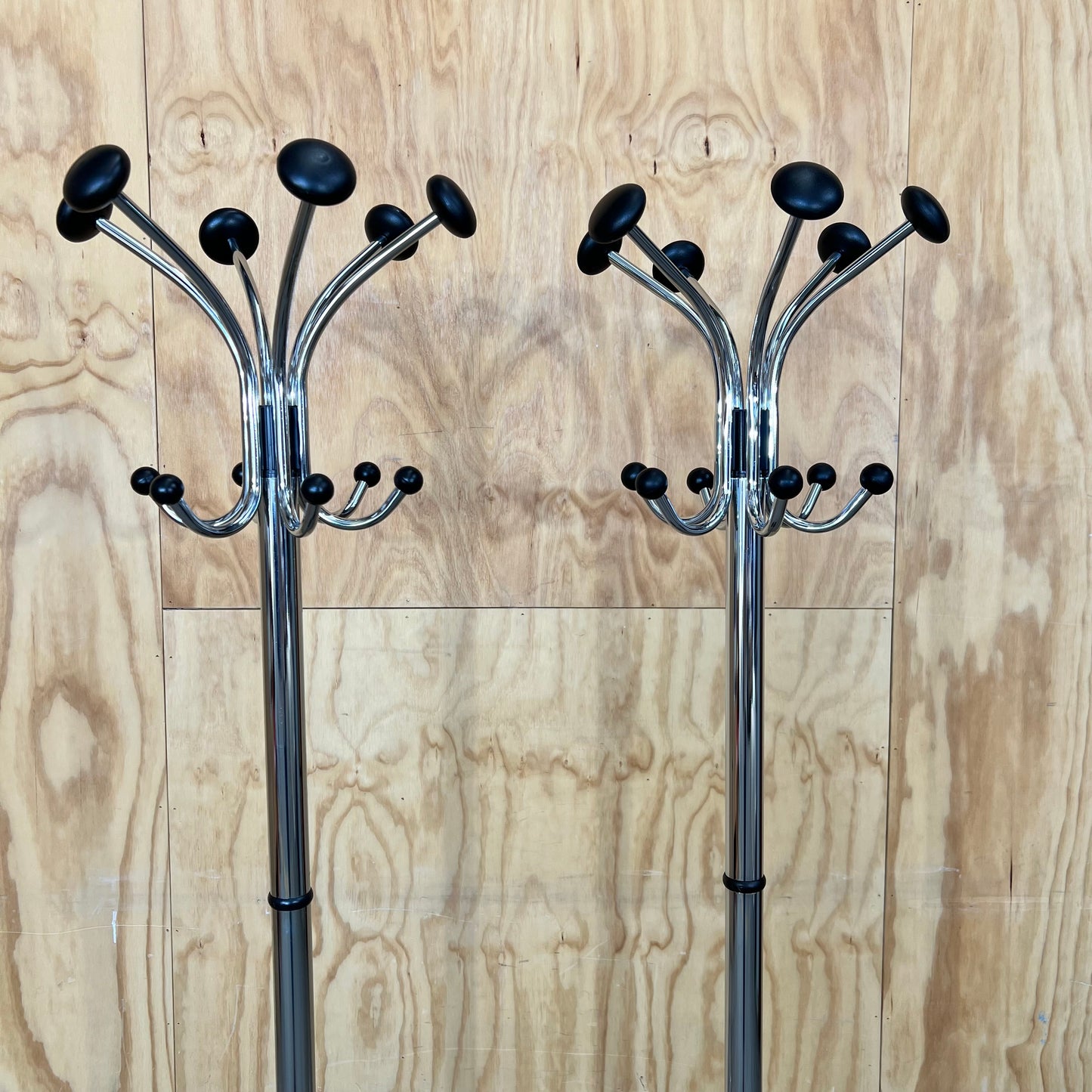 Alba Chromy Coat Rack in Chrome with Black Knobs