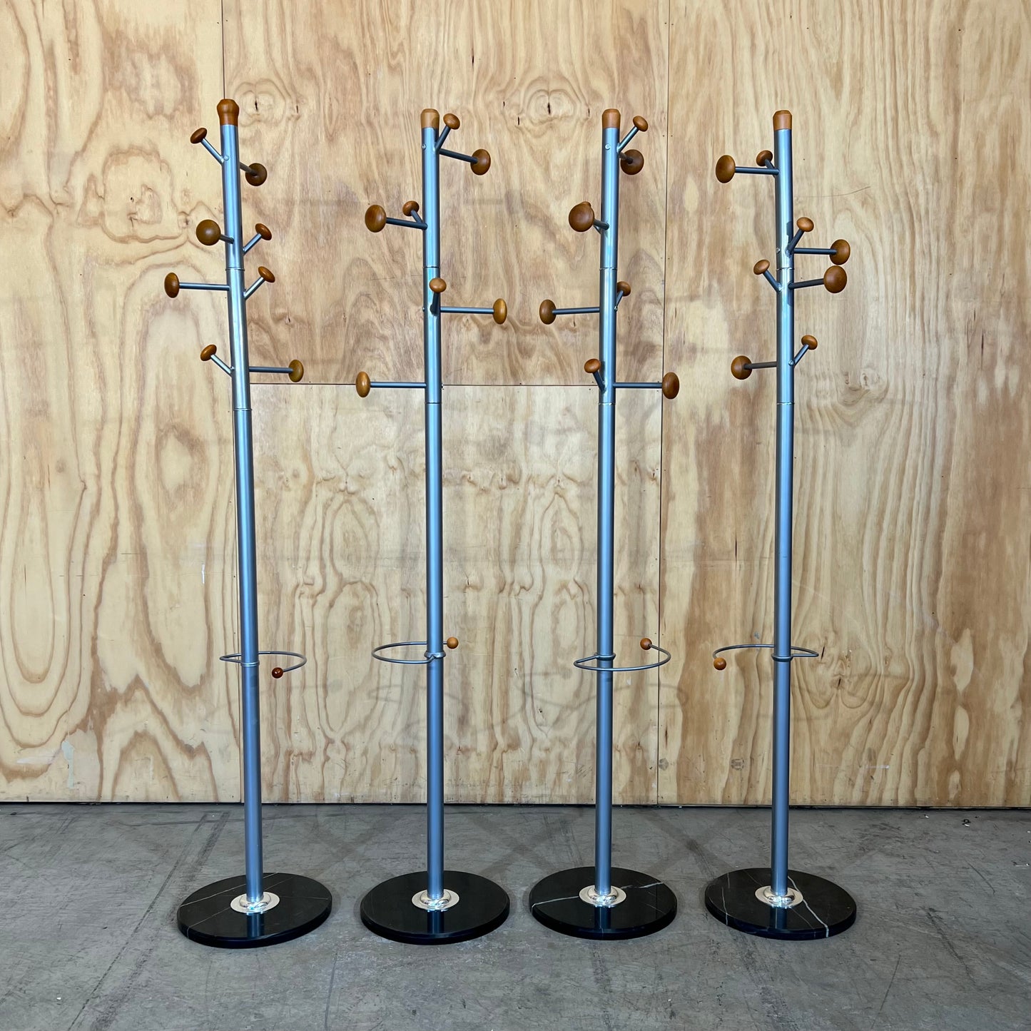 Grey Metal Coat Rack with Timber Knobs