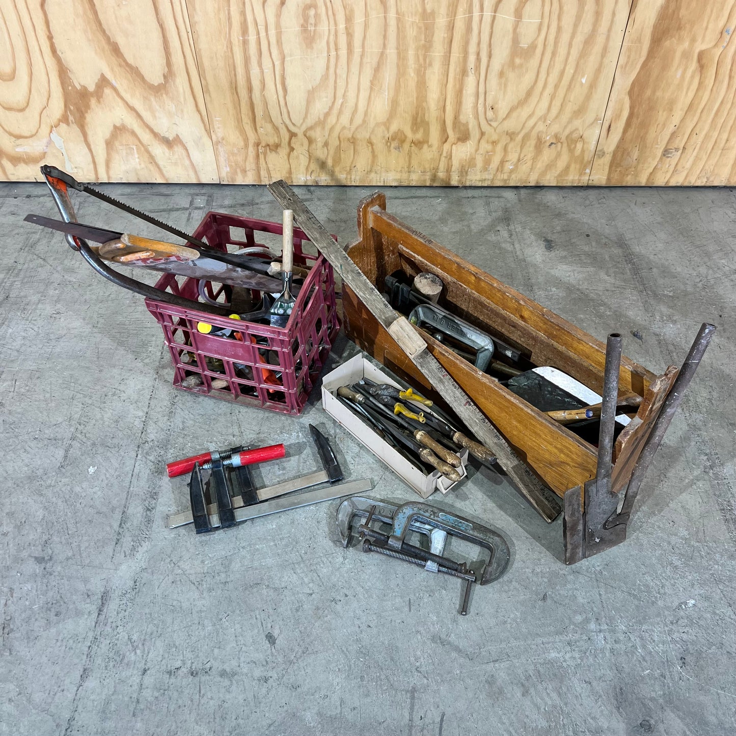Vintage Carpenter's Hand Tool Collection & Timber Tote