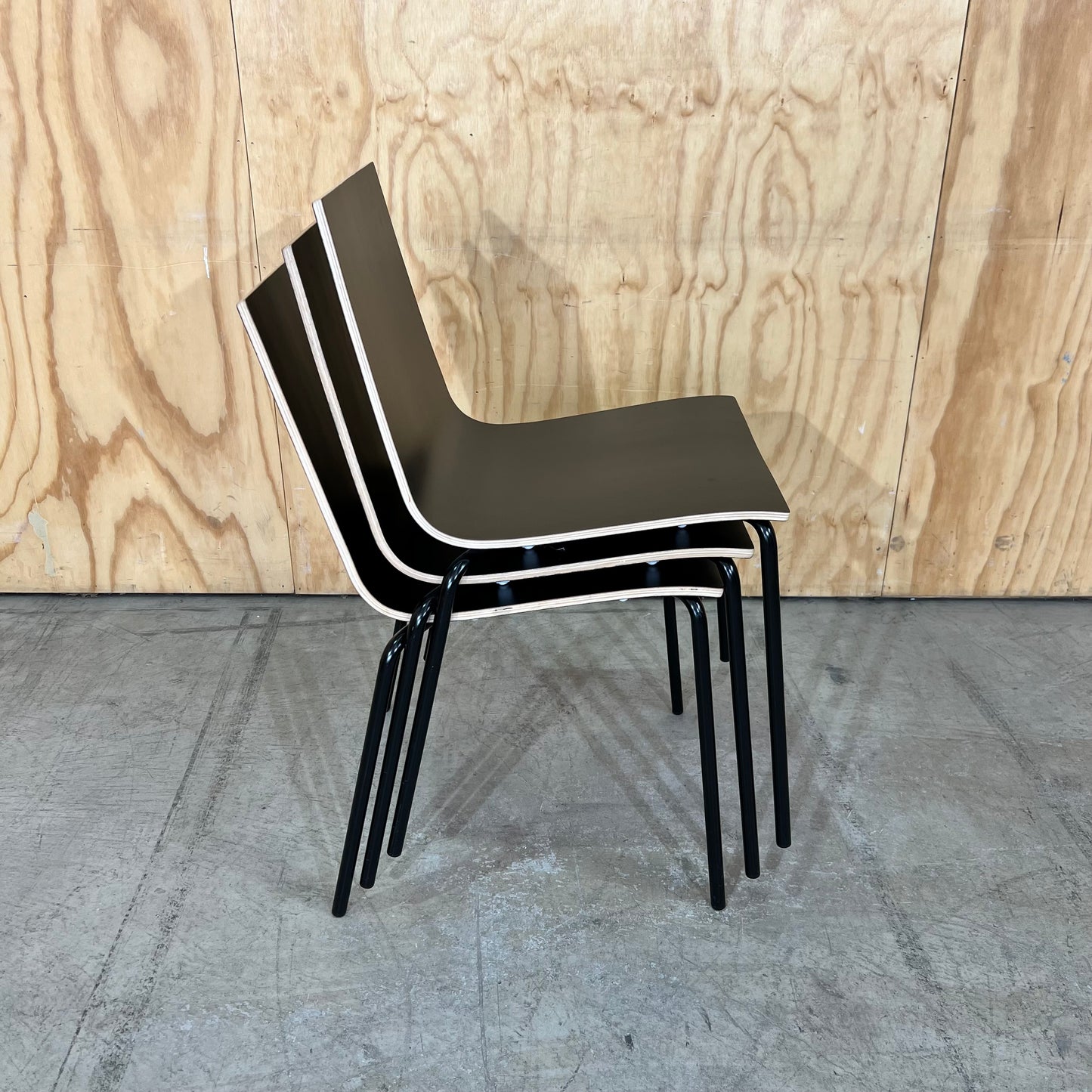 Black Plywood Stacking Chair