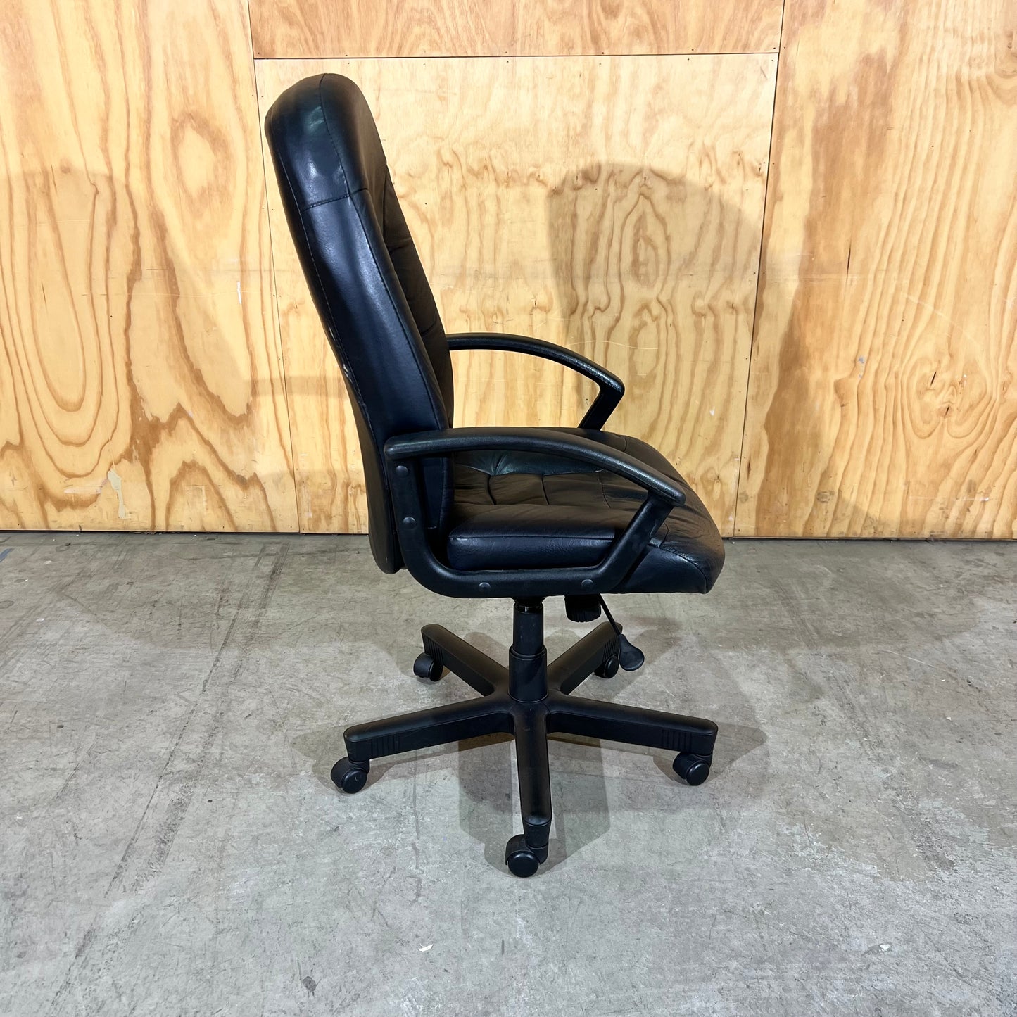 Tall Leather-Look Task Chair in Black
