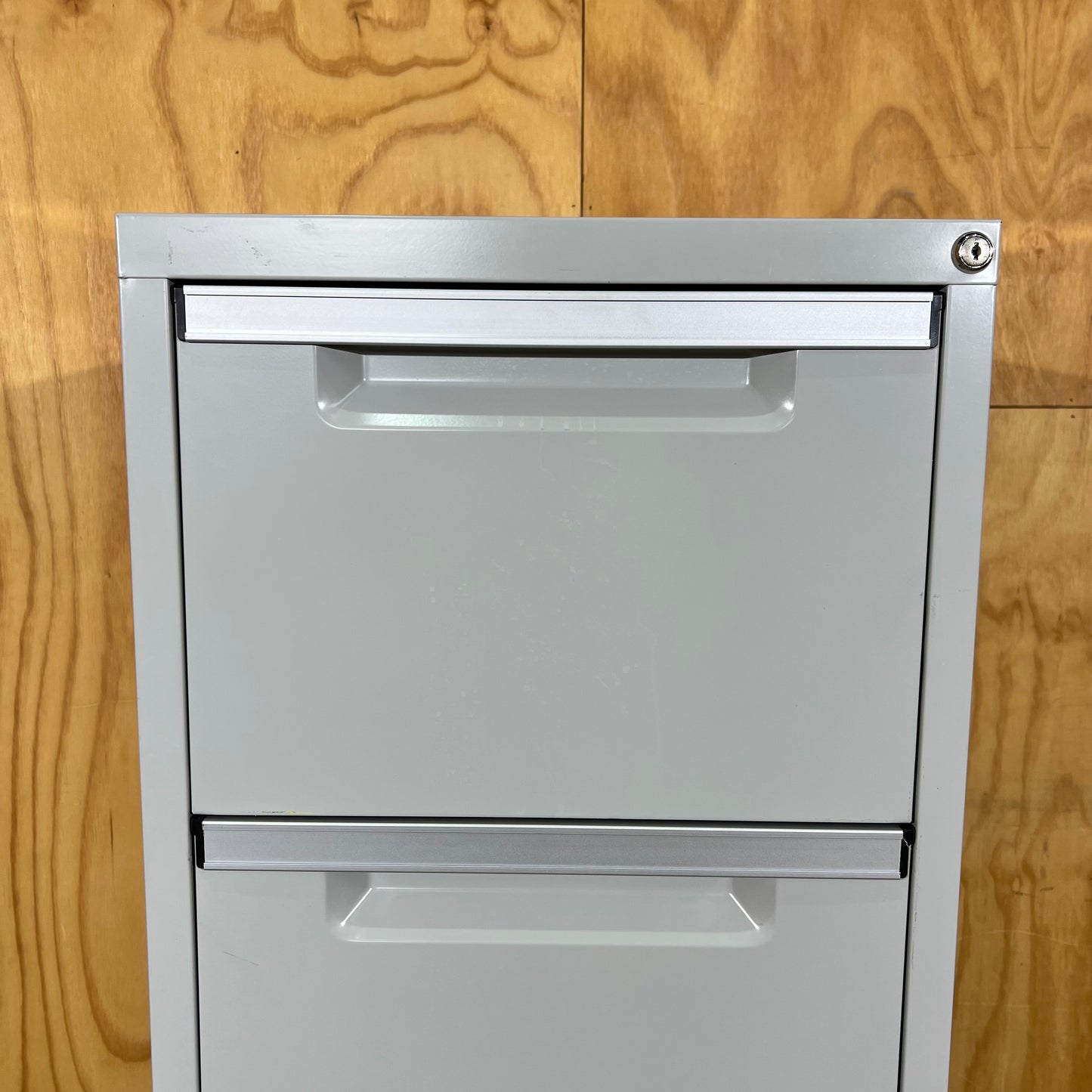 Grey Metal Four Drawer Filing Cabinet