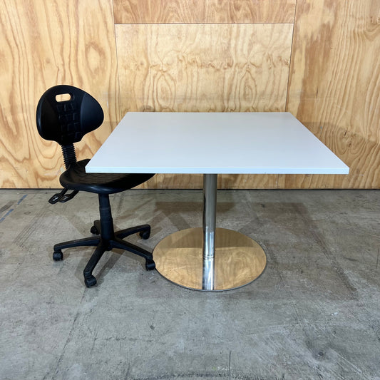 Light Grey Square Table on Chrome Base
