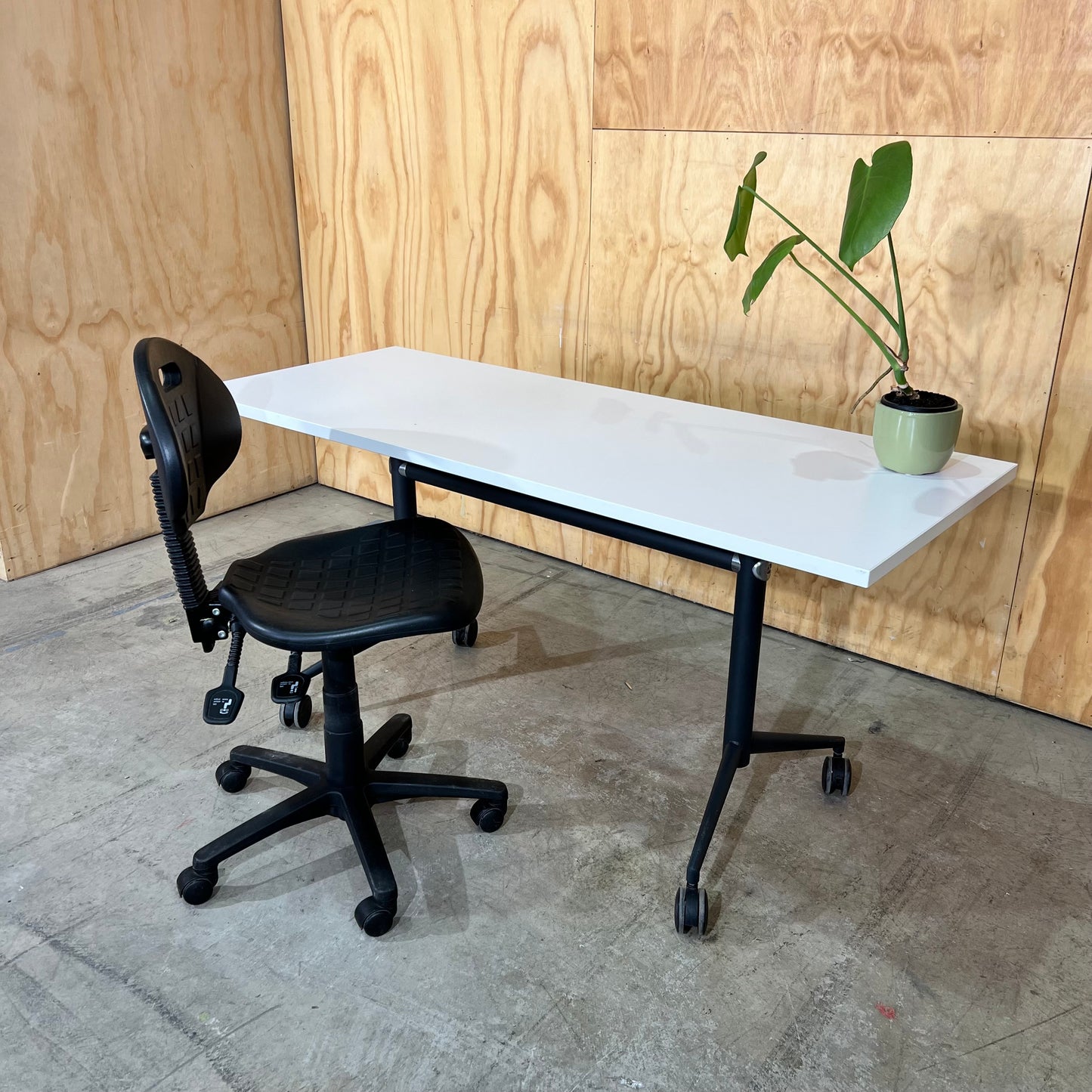 White Flip Table on Castors