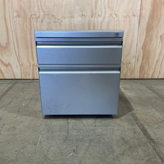 Silver Metal 2 Drawer Pedestal