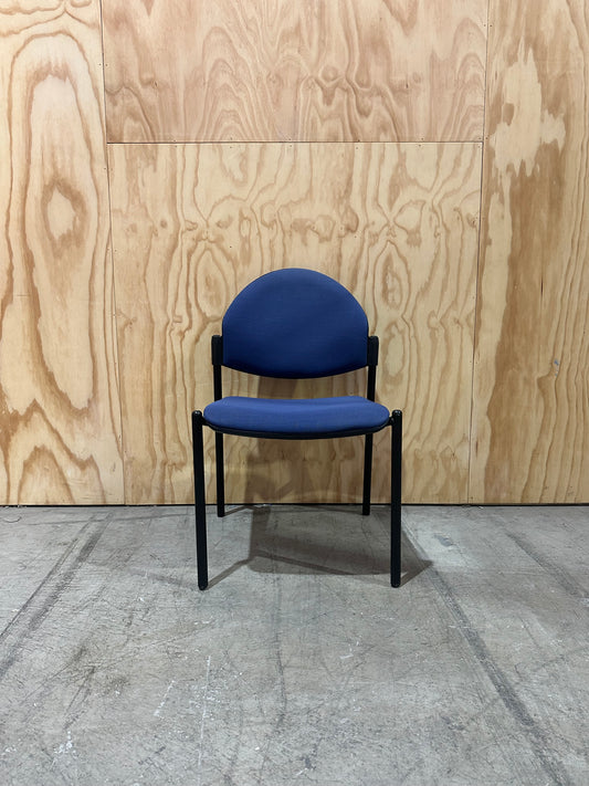 Mark Perry Blue Upholstered Waiting Chair with Black Legs