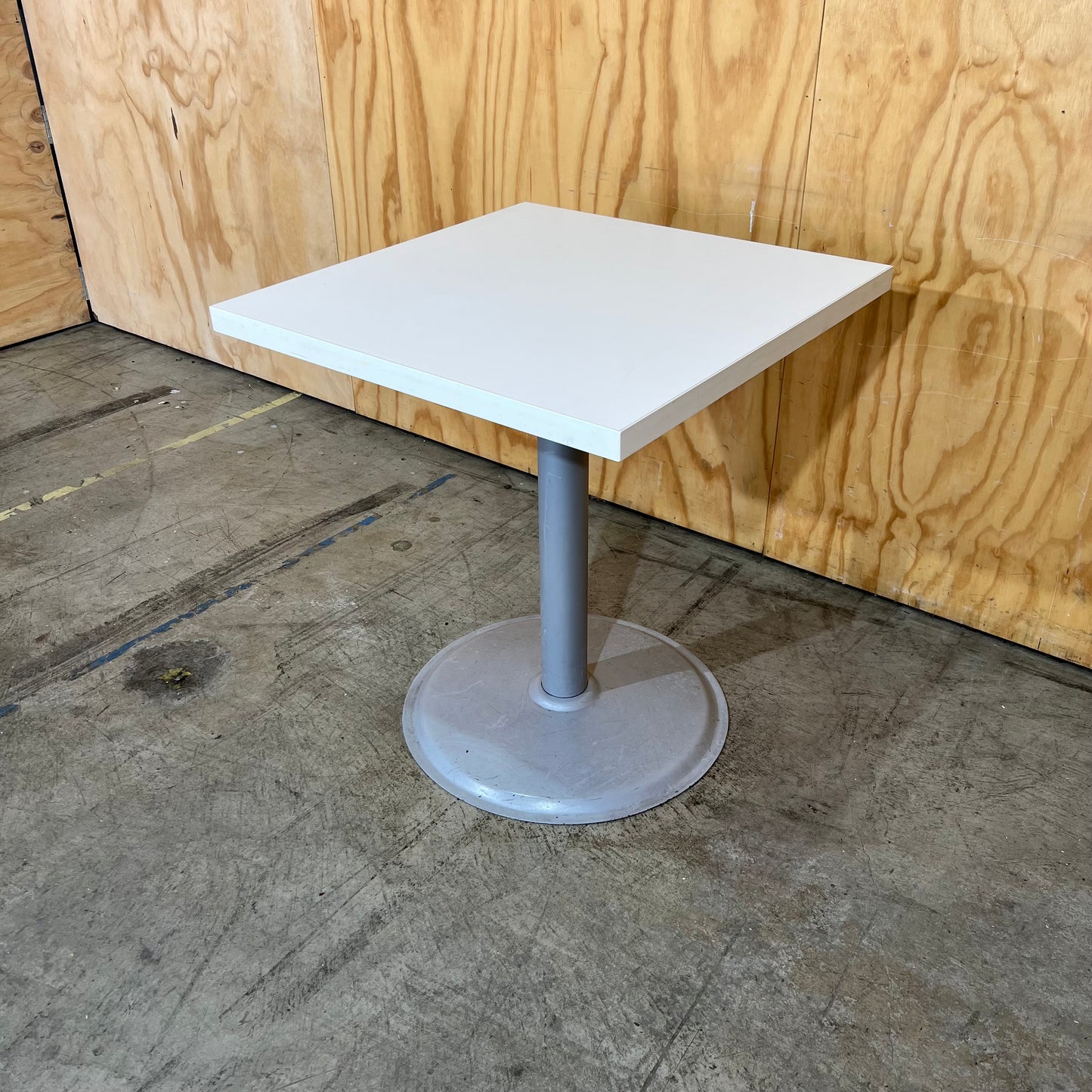 White Square Cafe Table with Chrome Base