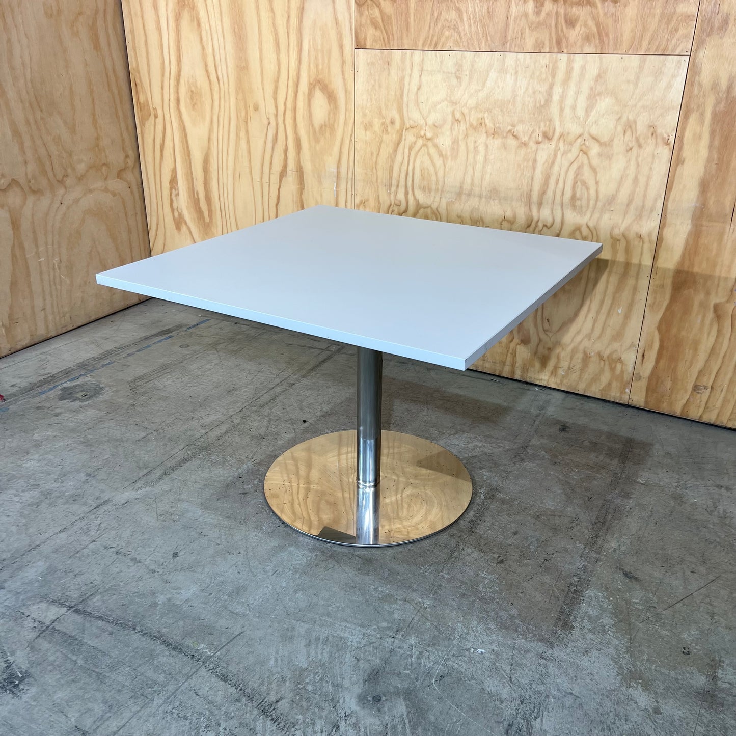 Light Grey Square Table on Chrome Base