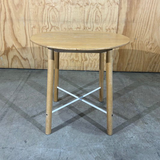 Round Timber Table with White Cross Base (Pine Finish)