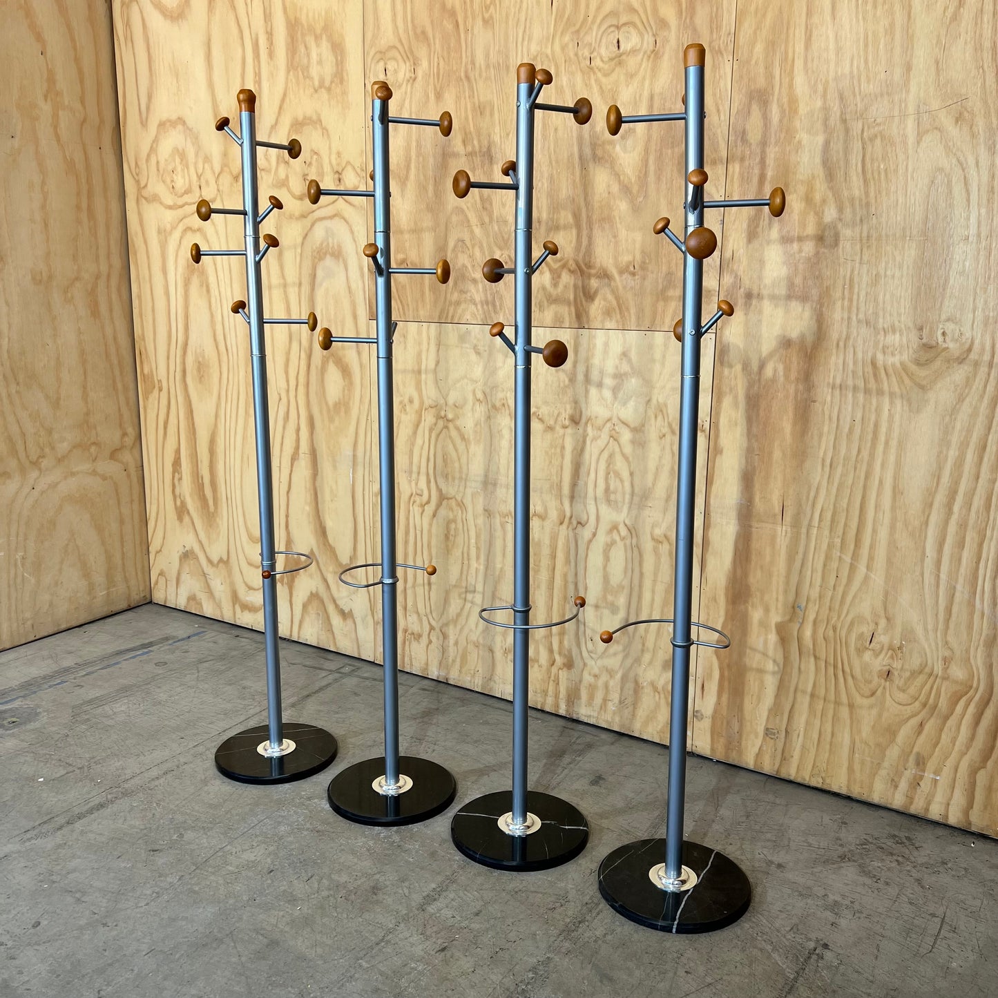 Grey Metal Coat Rack with Timber Knobs
