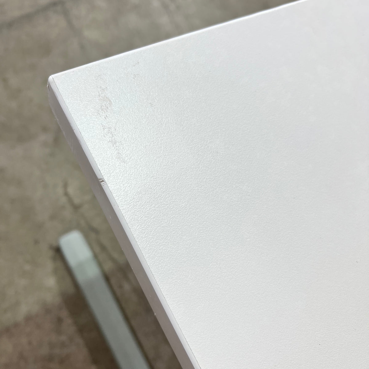 White Desk with Grey Base and Modesty Screen