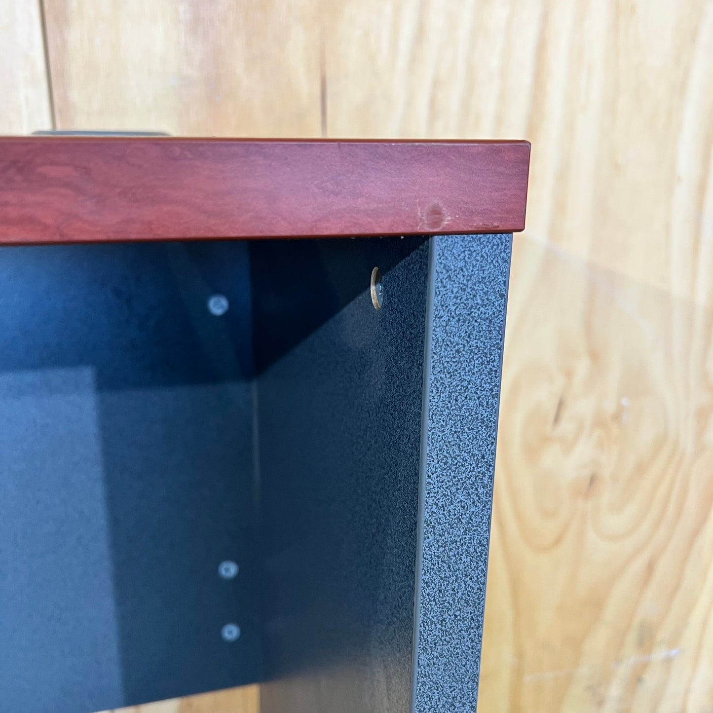 Slimline Straight Desk in Warm Cherry Woodgrain