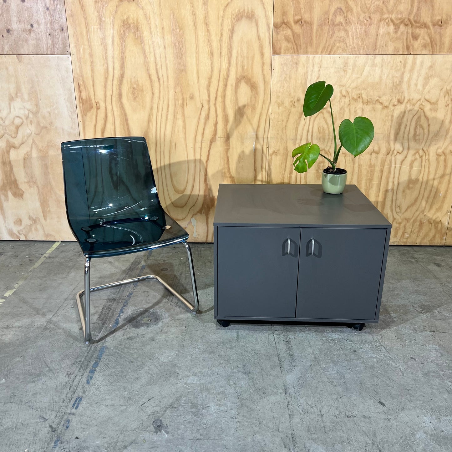 Charcoal 2-Door Storage Cabinet on Wheels