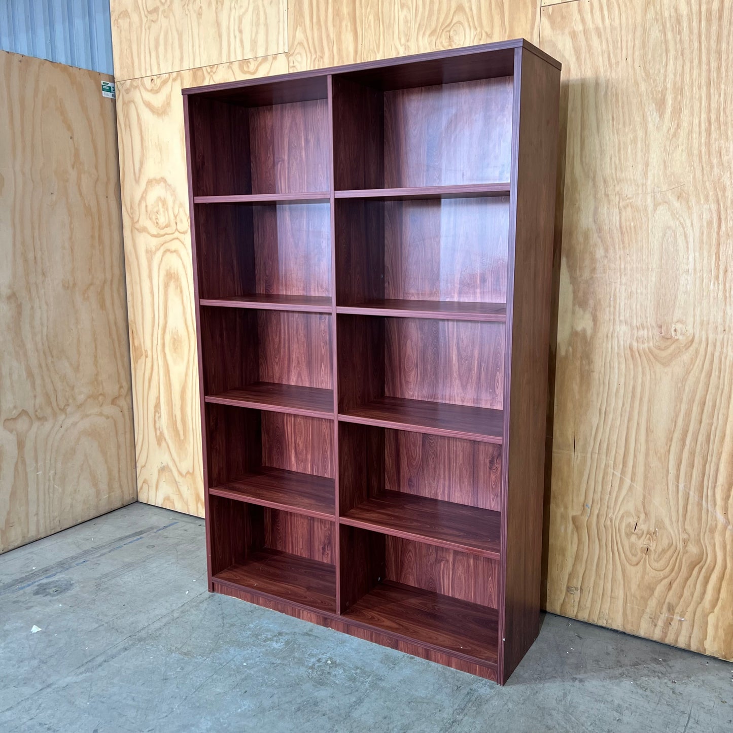 Large Dark Timber Veneer Double Bookshelf