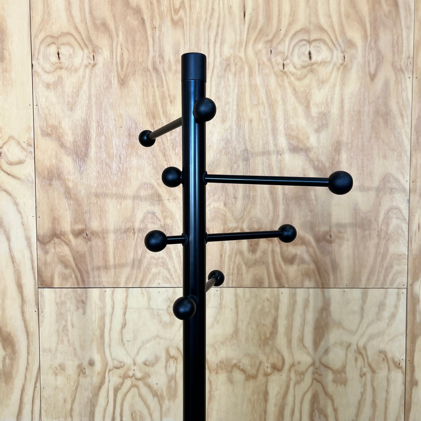 Black Metal Coat Rack with Ball Knobs and Marble Base