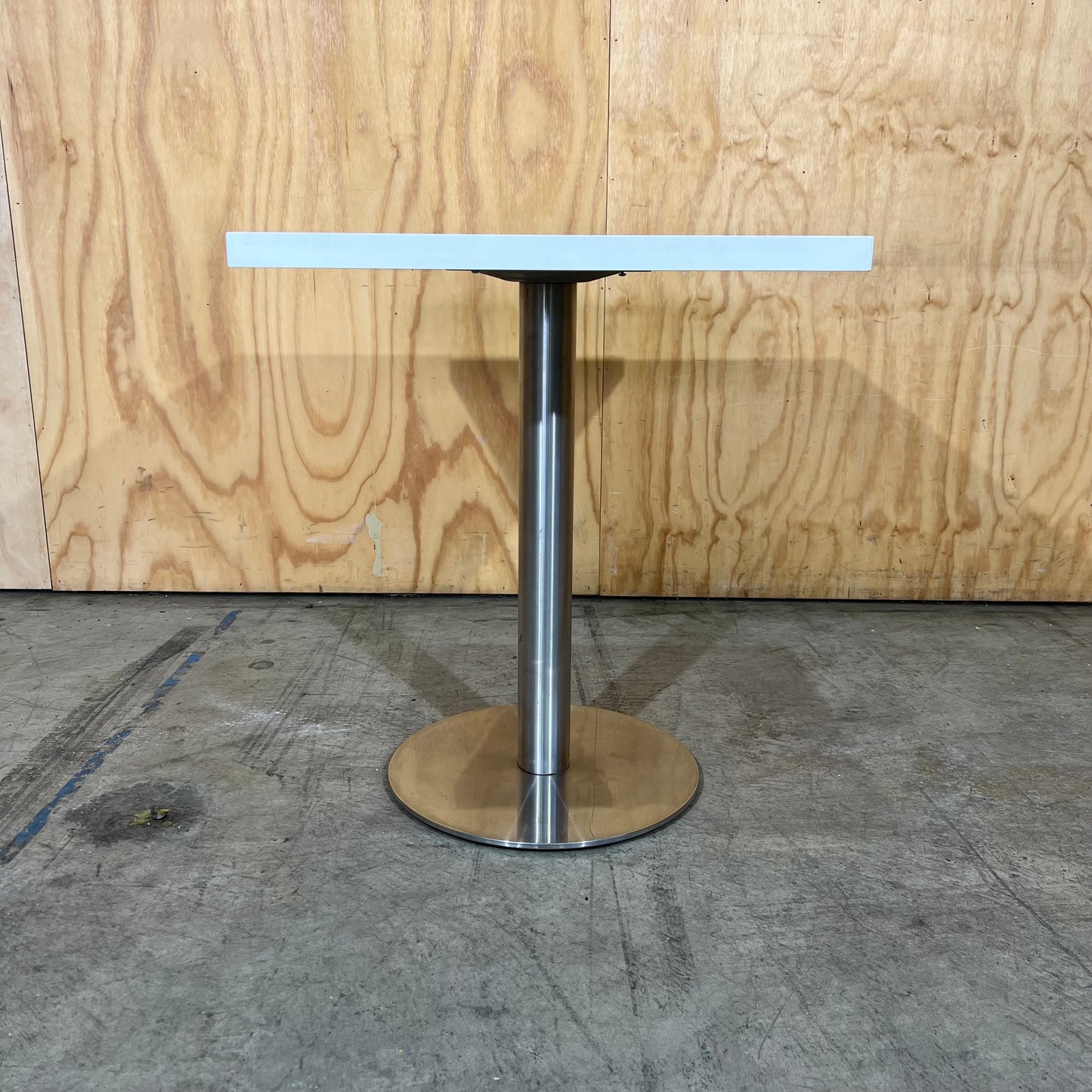 White Square Cafe Table with Chrome Base