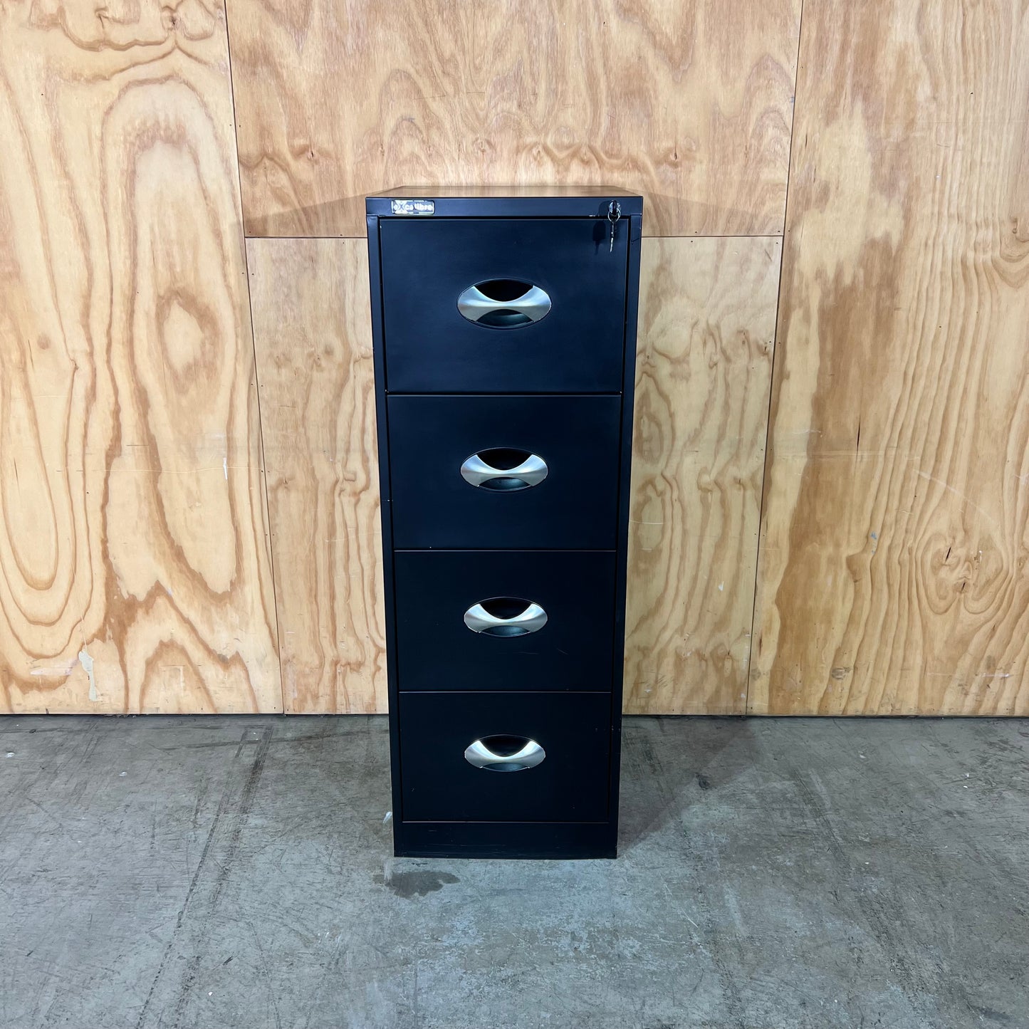 Excalibre Black 4-Drawer Vertical Filing Cabinet with keys