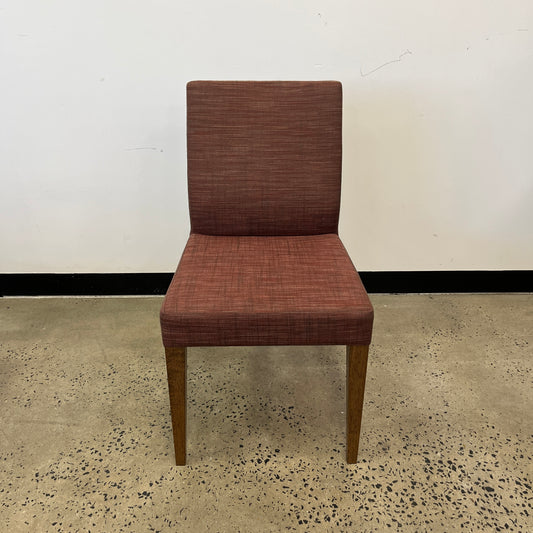 Red Upholstered Chair with Wooden Legs