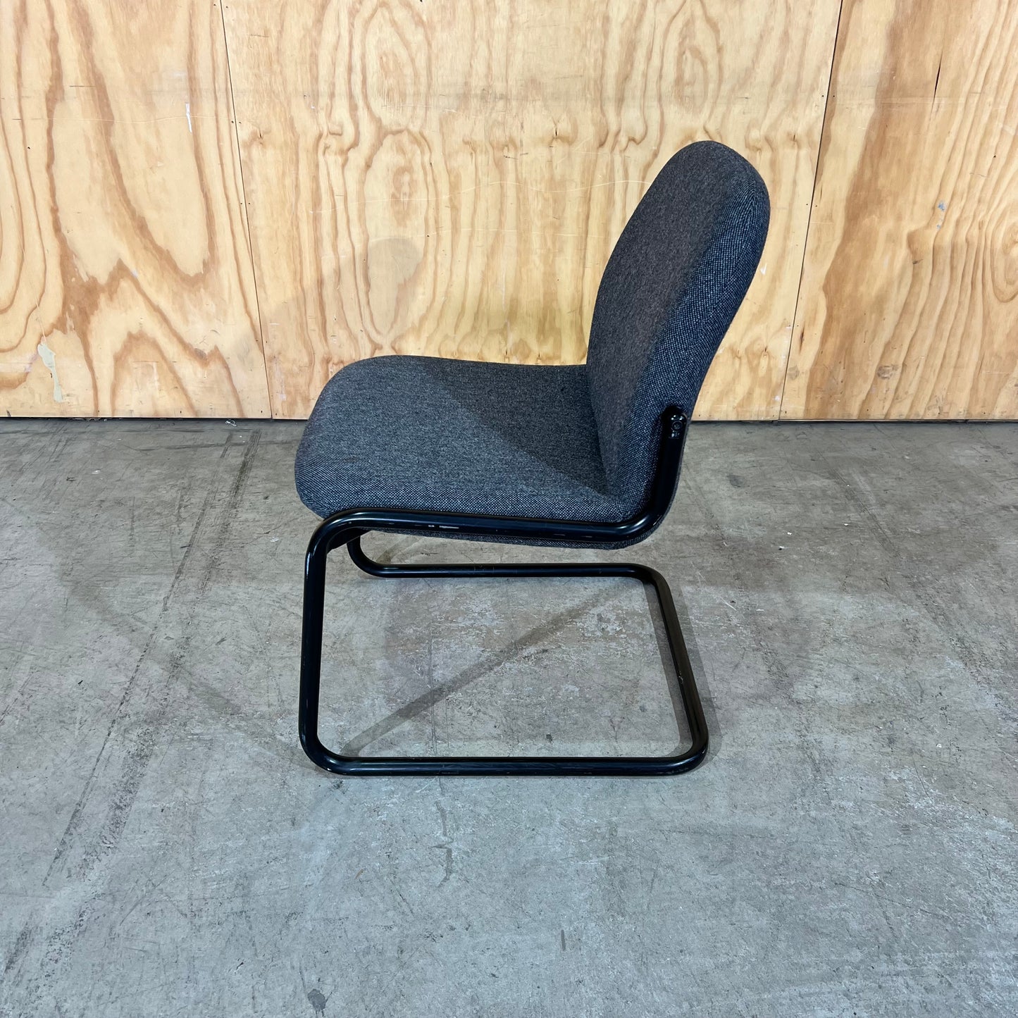 Commercial Upholstered Grey Sled Chair