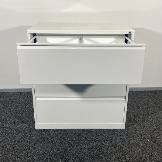 Wide Filing Cabinet 3 Drawers in White