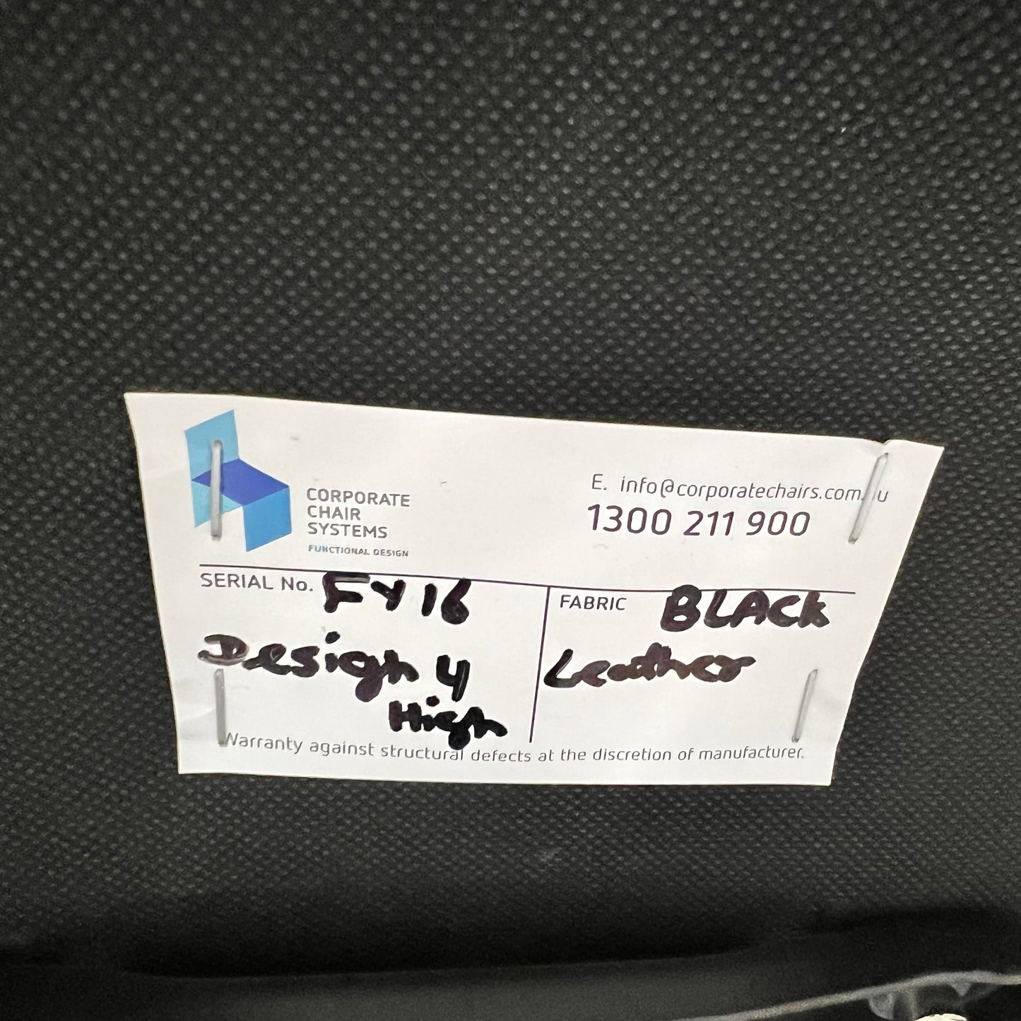 Tall Black Leather executive chair - no arms