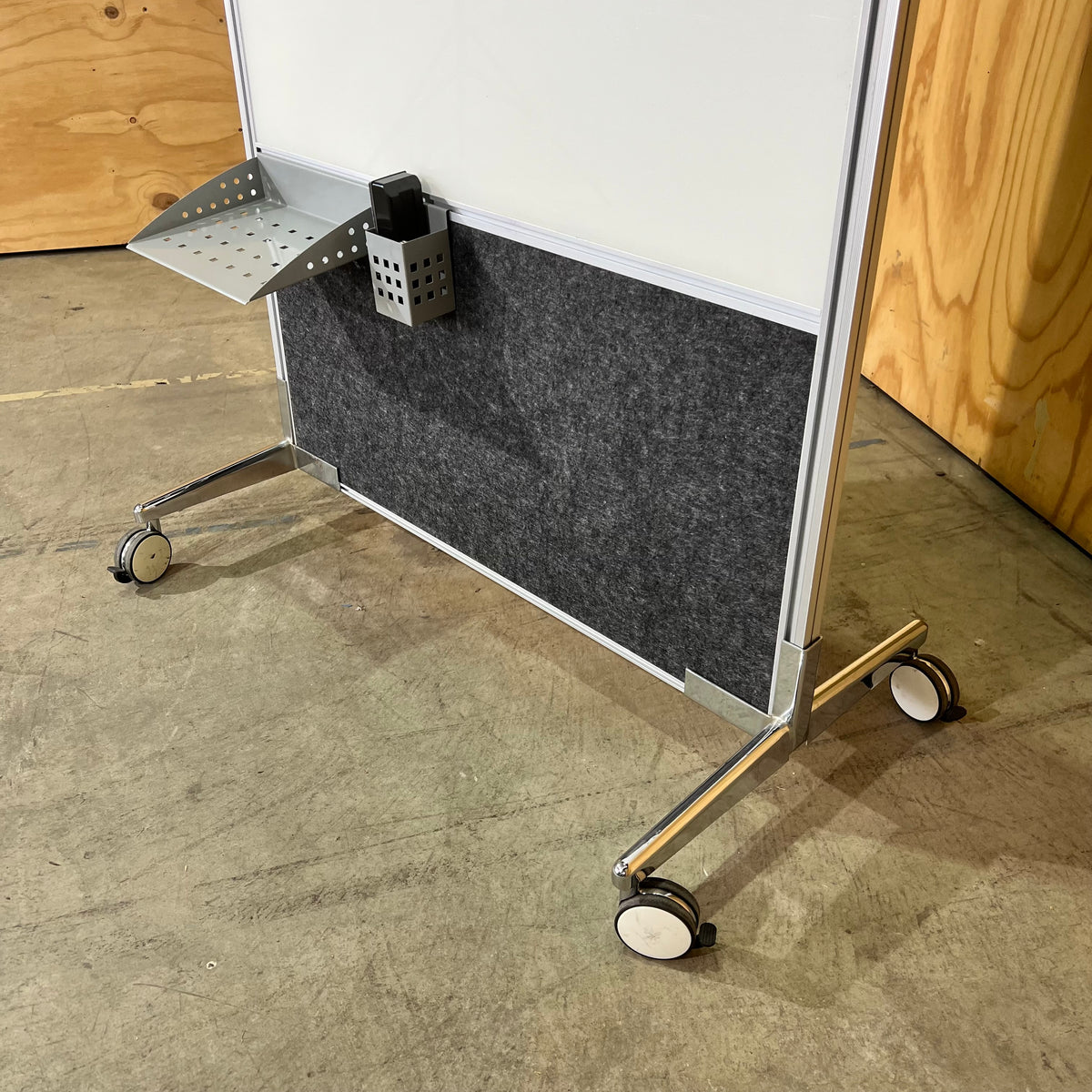 Freestanding Whiteboard and Felt Pin Board on Wheels