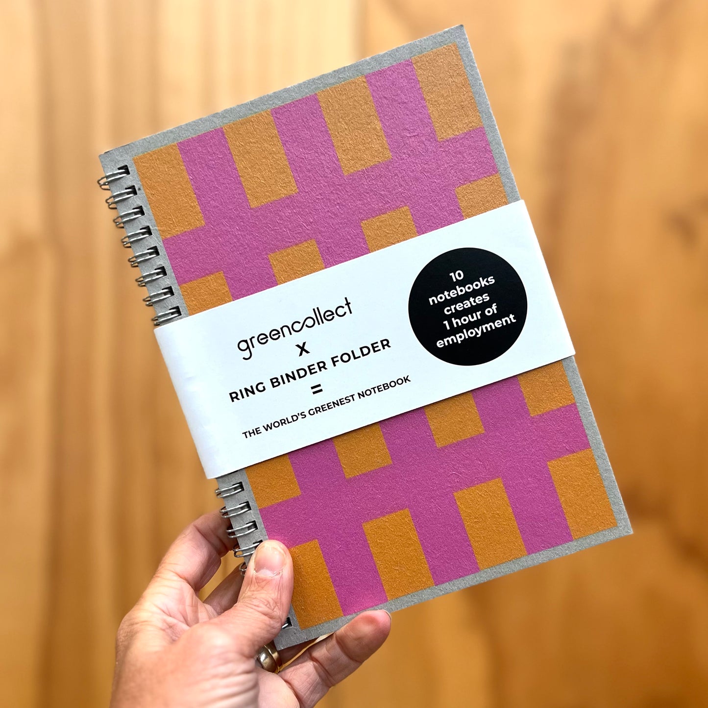 Green Collect Stripes and Circles Upcycled Notebook A5