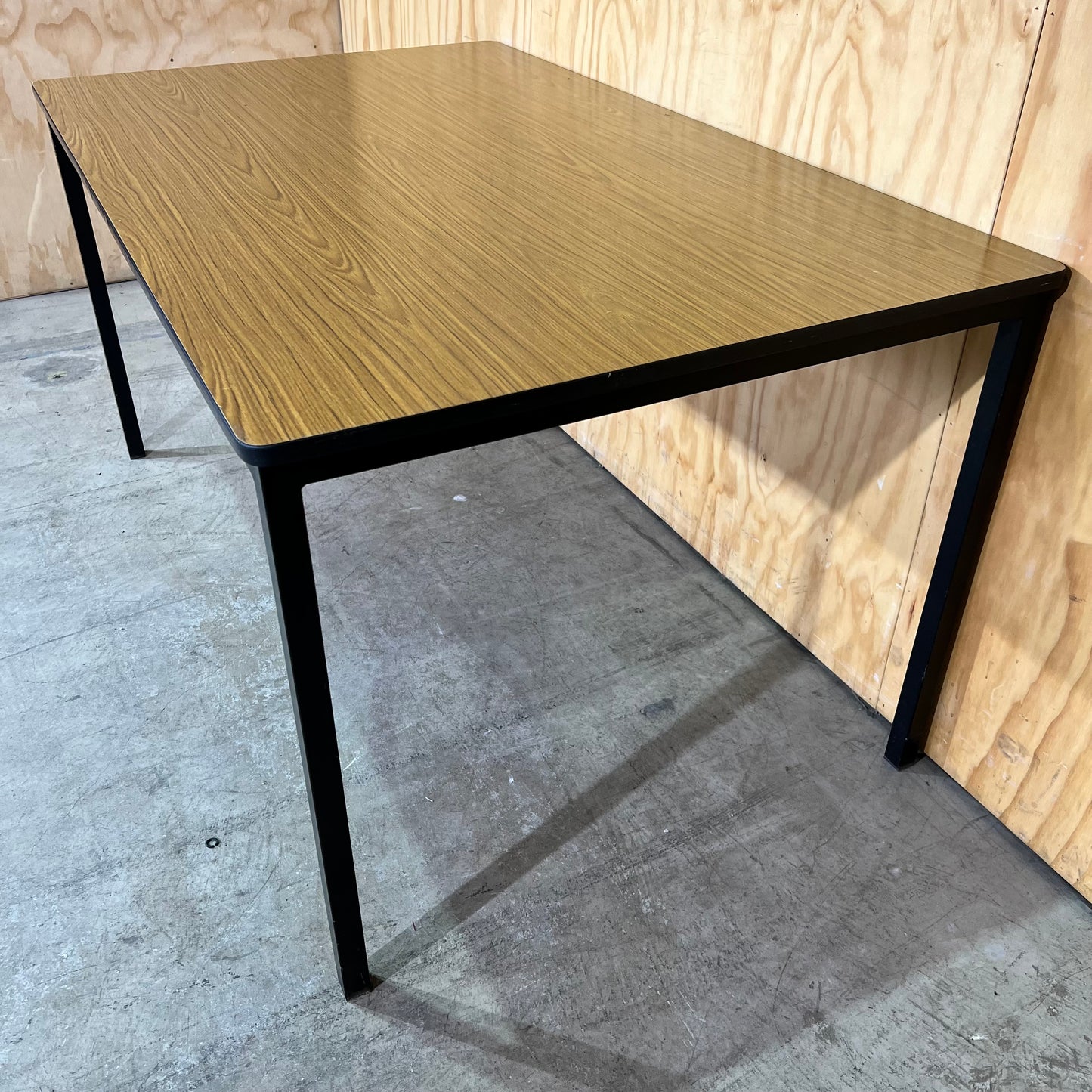 Timber Laminate Table with Black Metal Frame