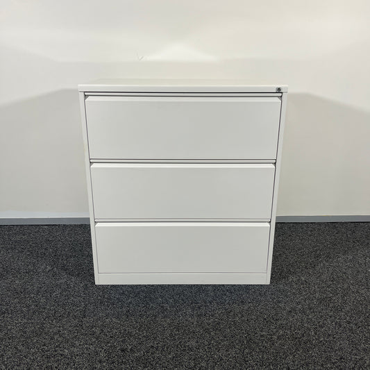 Wide Filing Cabinet 3 Drawers in White