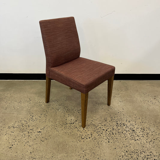 Red Upholstered Chair with Wooden Legs