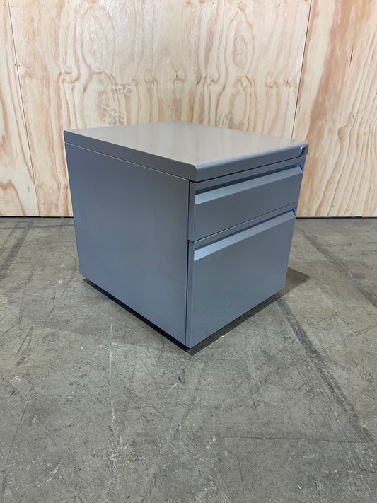 Silver Metal 2 Drawer Pedestal