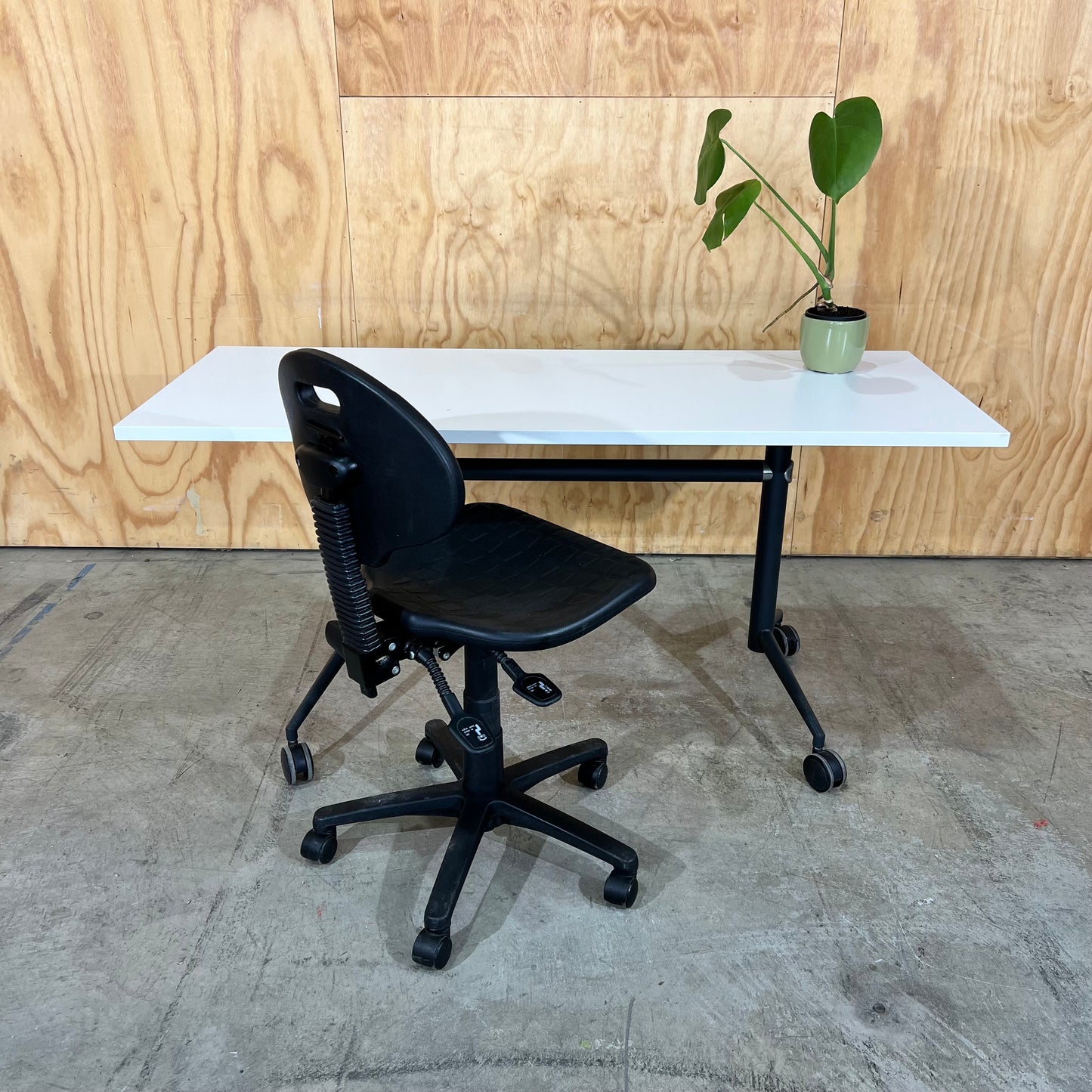 White Flip Table on Castors