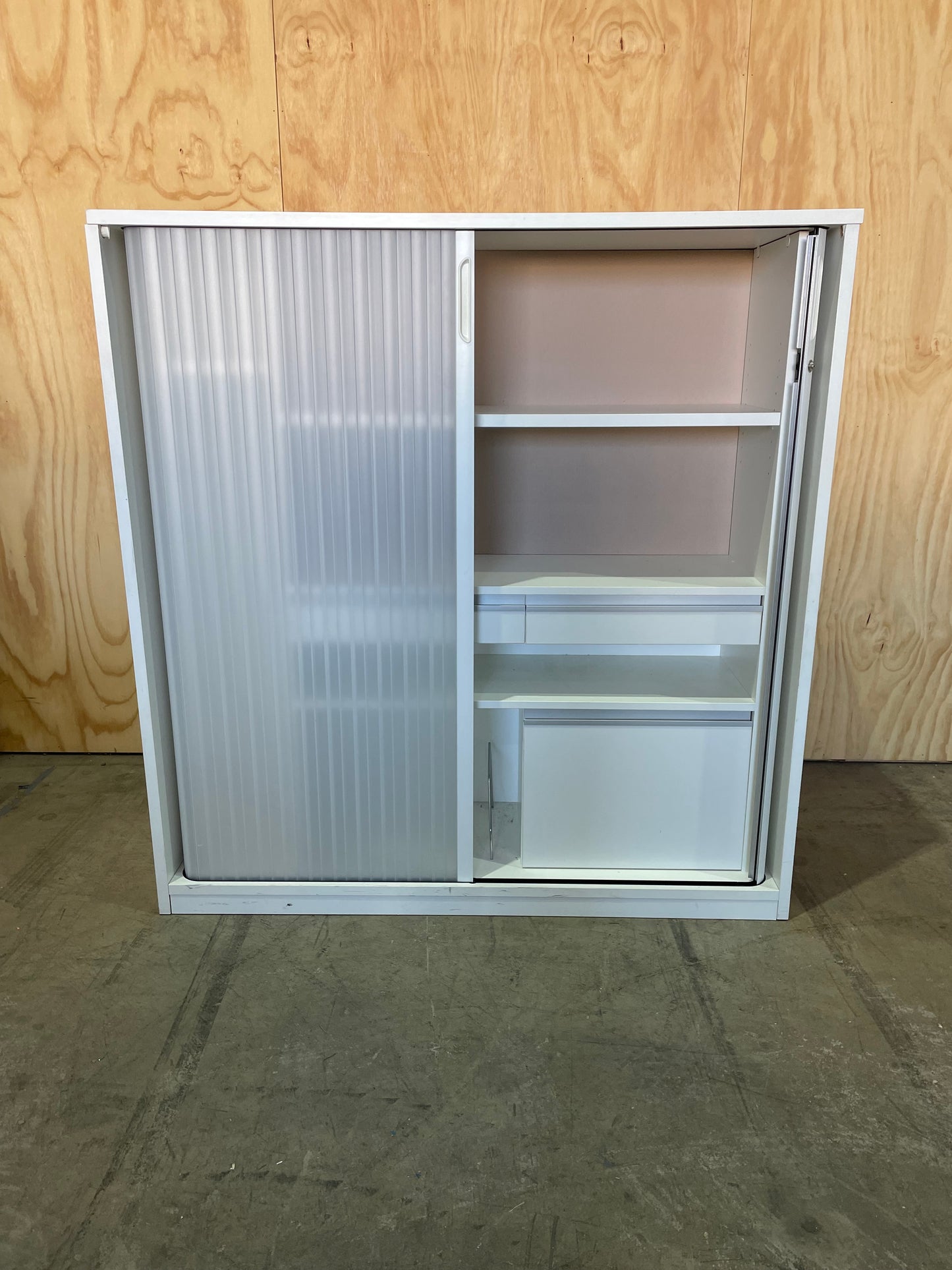 Tambour with Double Doors White